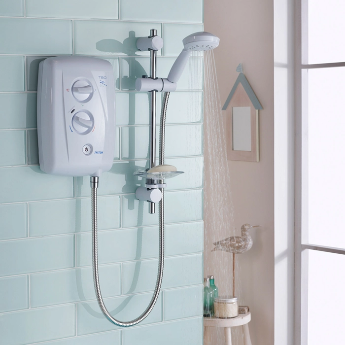 Triton Showers T80z FF White with Pink wall